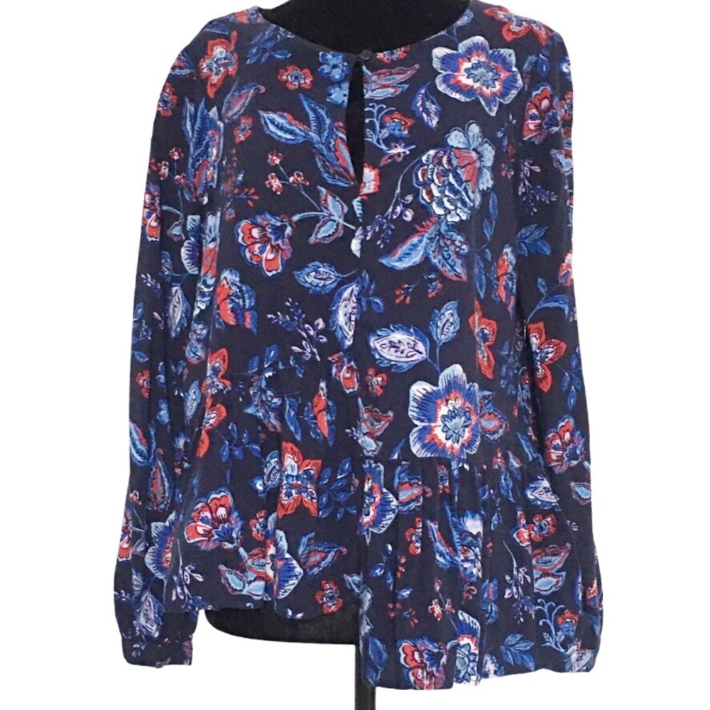 Erin Blair Floral peplum blouse scooped neckline